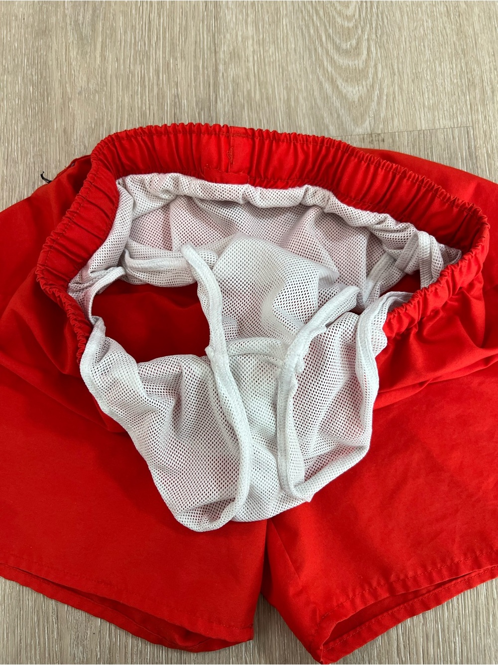 Olaian Men's Bright Red Swim Trunks with White Drawstring - Picture 6 of 8